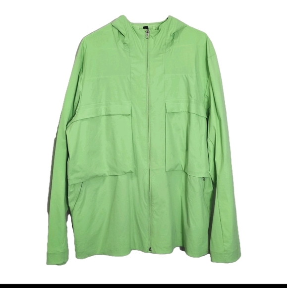 Lululemon XL Hooded Stretch Cargo Jacket Glyde Rain Resistant Scream Lime Green - Picture 1 of 16